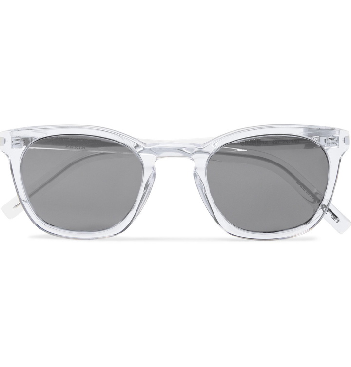 Photo: SAINT LAURENT - D-Frame Acetate and Silver-Tone Sunglasses - Neutrals