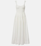 Dôen Clover shirred cotton poplin midi dress
