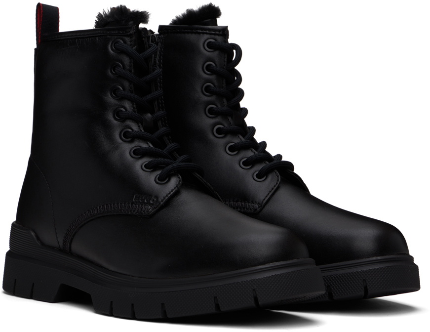 Hugo Black Faux-Fur Lined Boots