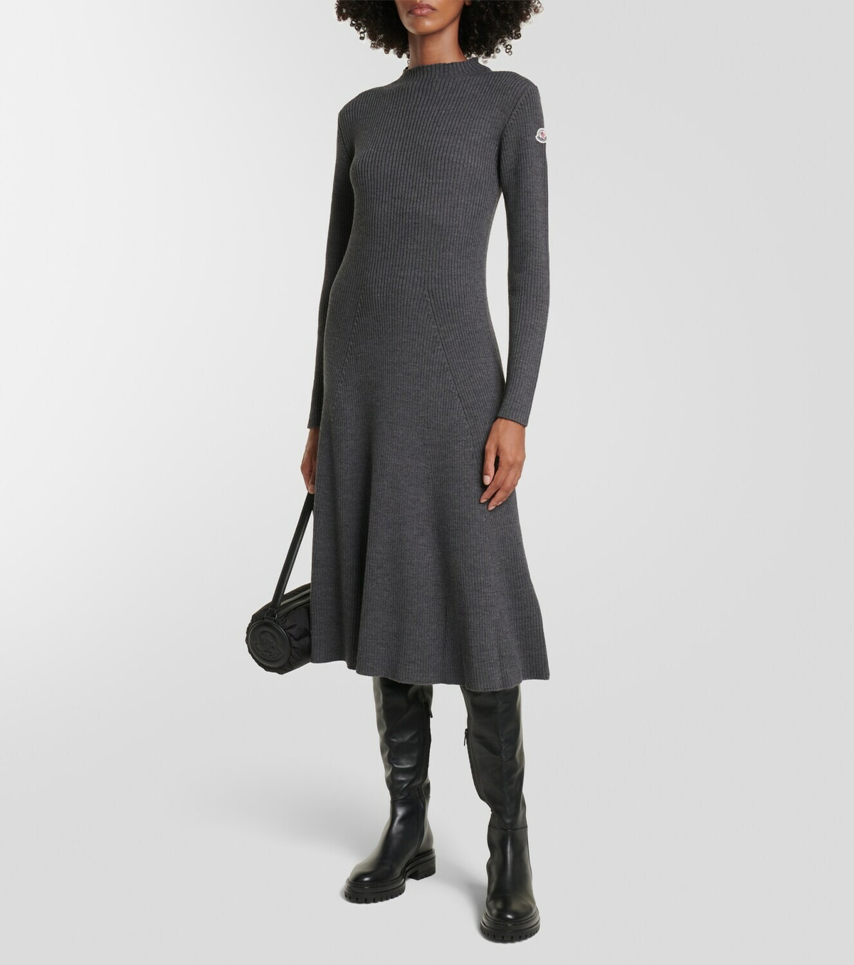 Moncler Ribbed-knit wool blend midi dress Moncler