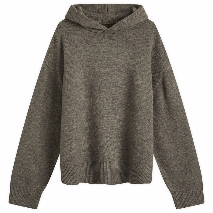 Photo: MKI Men's Mohair Blend Knit Hoodie in Brown Marl