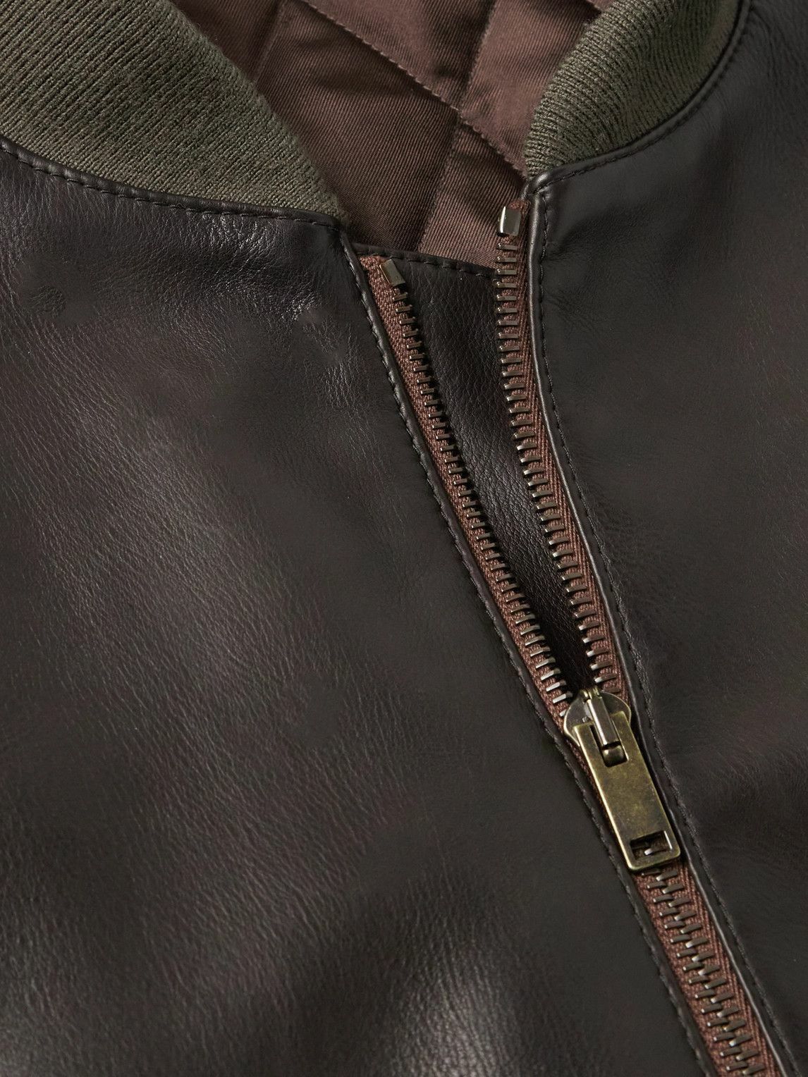 The Row - Setsen Full-Grain Leather Bomber Jacket - Brown