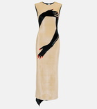 Loewe Glove-print velvet jersey midi dress