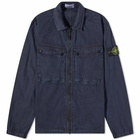 Stone Island Men's Garment Dyed Two Pocket Zip Overshirt in Navy Blue