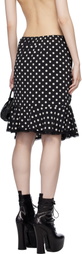 Anna Sui Black Polka Dot Ruched Midi Skirt