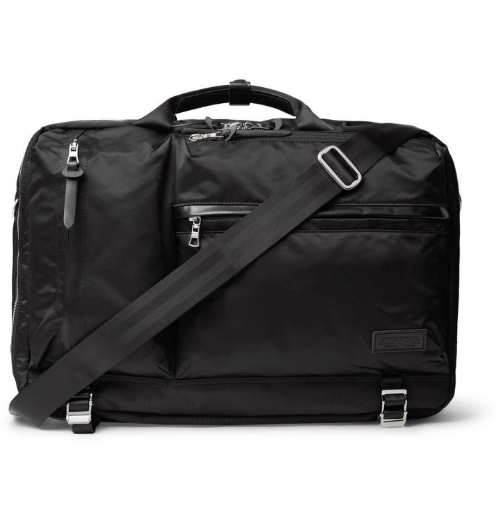 Photo: Master-Piece - Lightning Leather-Trimmed Nylon-Twill Briefcase - Black