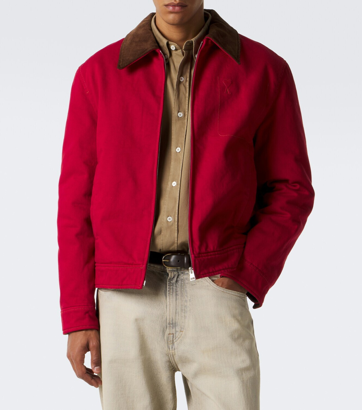 Ami Paris Ami de Coeur corduroy-trimmed denim jacket