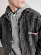 Neighborhood - Logo-Embroidered Pigment-Dyed Cotton-Jersey Hoodie - Gray