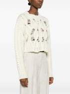 AISLING CAMPS White Cable Knit Cropped Sweater