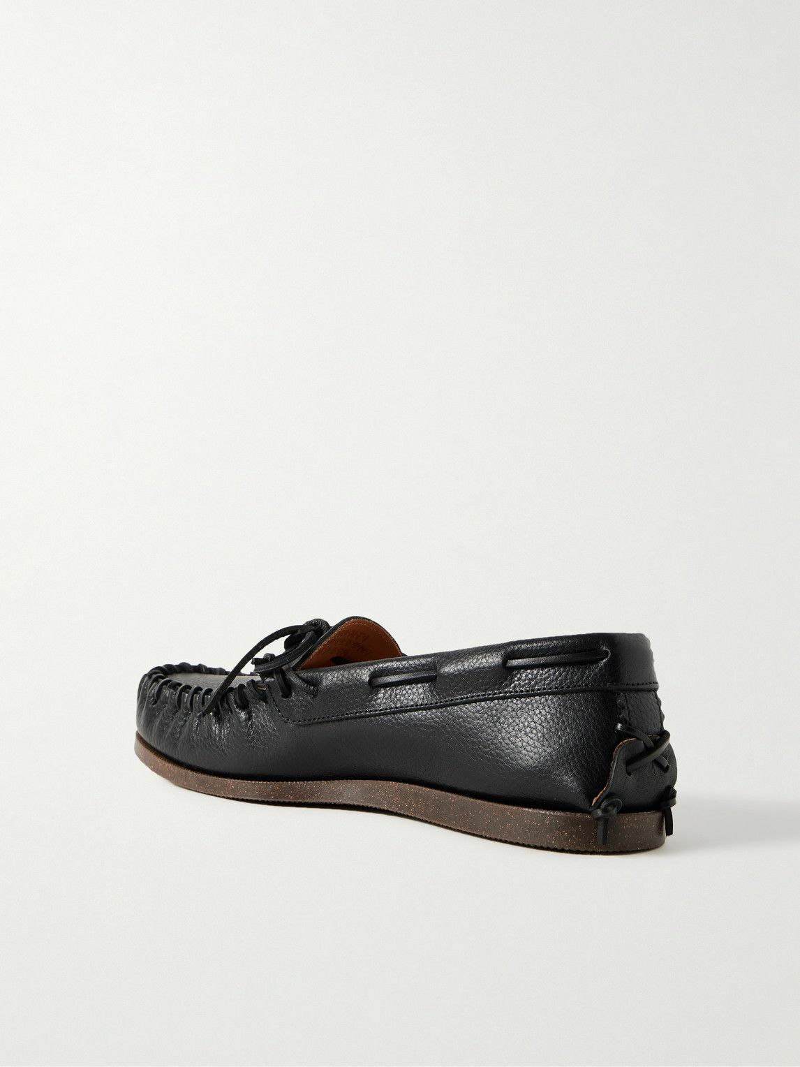 Yuketen - Scout Moccasin Pebble-Grain Leather Boat Shoes - Black