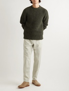 Officine Générale - Marco Ribbed Merino Wool-Blend Sweater - Green