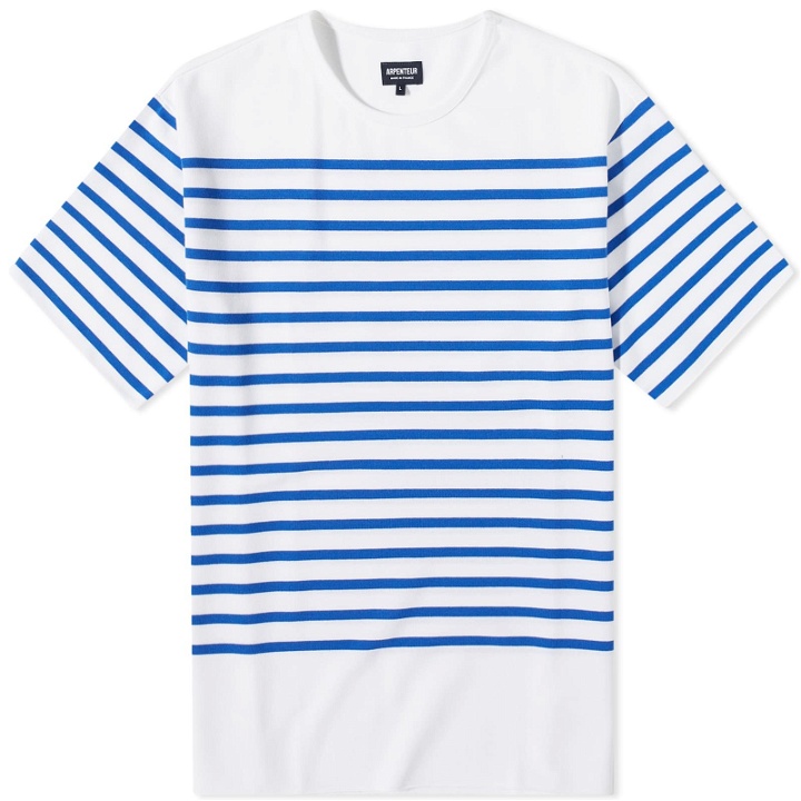 Photo: Arpenteur Men's Pontus T-Shirt in White/Blue Stripe