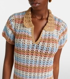 Anna Kosturova Crochet striped cotton polo dress