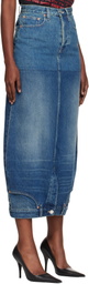 VETEMENTS Blue Double Denim Midi Skirt
