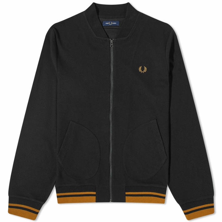 Photo: Fred Perry Men's Tipped Detail Track Jacket in Black