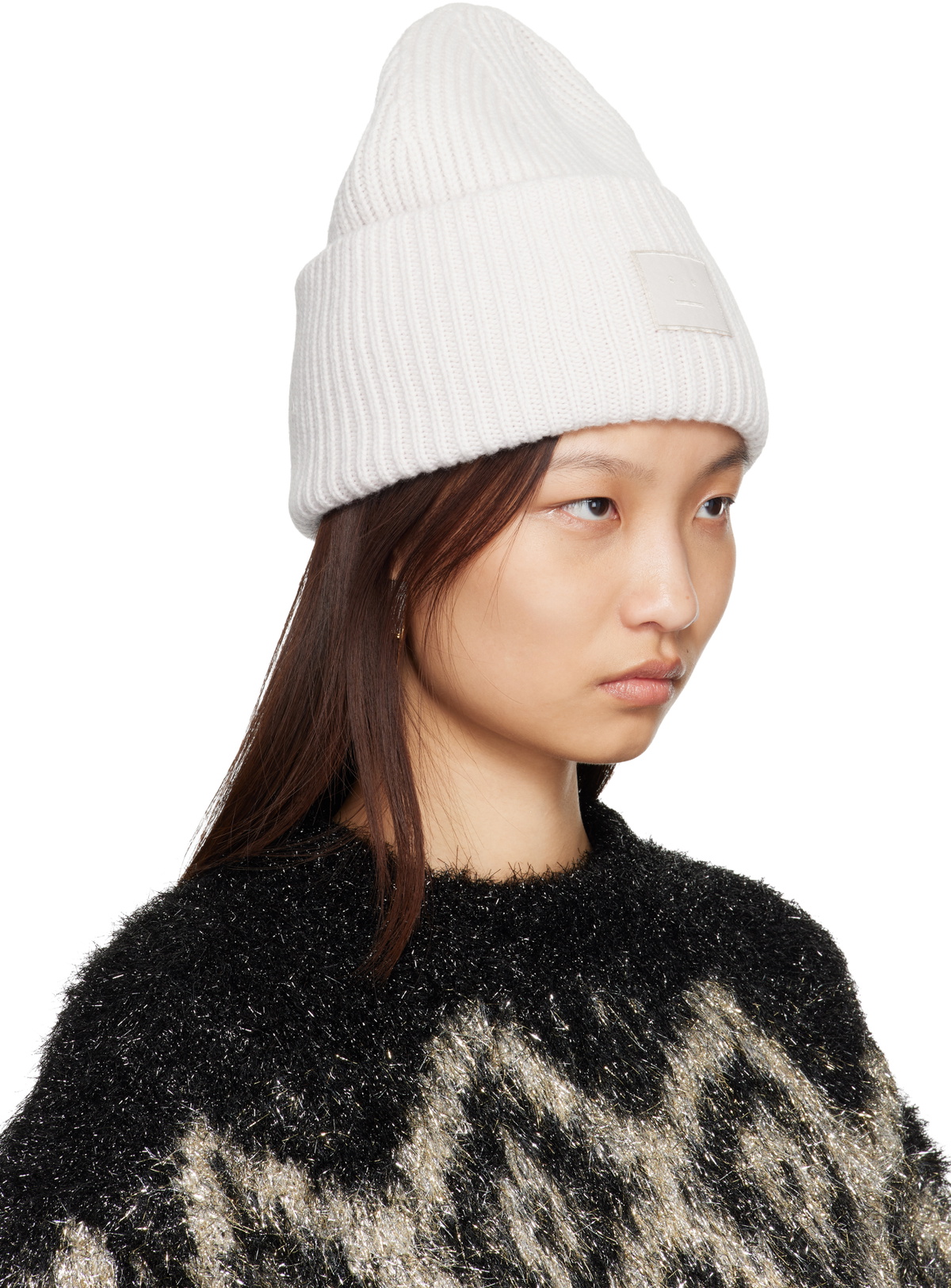 Acne Studios Off-White Large Face Logo Beanie