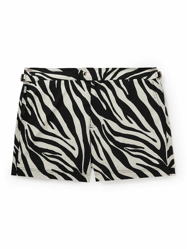 Photo: TOM FORD - Slim-Fit Short-Length Zeba-Print Swim Shorts - Black