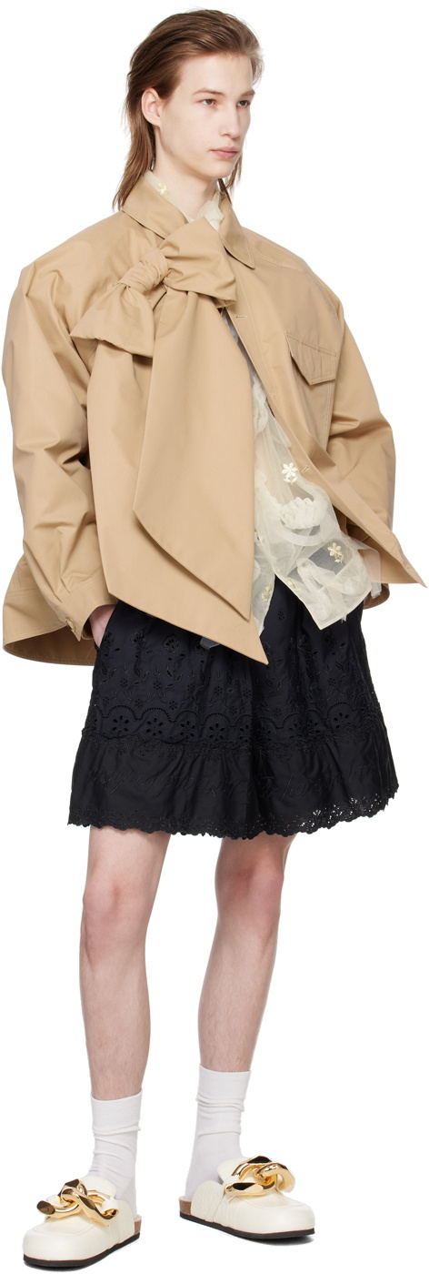 Simone Rocha Longline Plunge Jacket with Bow Detail in Charcoal main image 1