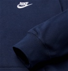 Nike - Club Logo-Embroidered Fleece-Back Cotton-Blend Jersey Hoodie - Blue