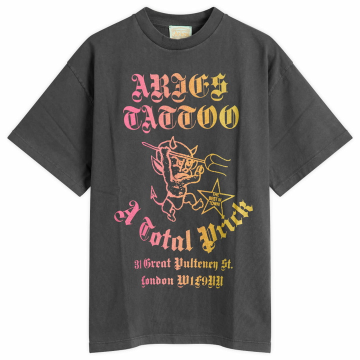 Photo: Aries Men's Faded Tattoo Shop T-Shirt in Black