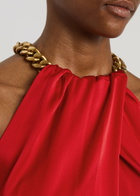 Stella Mccartney Chain-embellished Satin Gown Red
