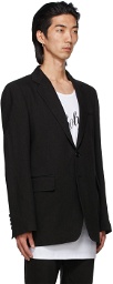 Ann Demeulemeester Black Cotton & Linen Tailored Blazer