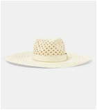 Valentino Leather-trimmed raffia sun hat