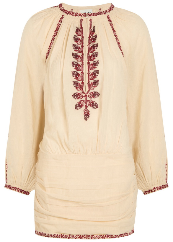 Photo: Isabel Marant étoile Ludy Embroidered Cotton Mini Dress Beige