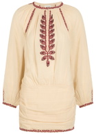 Isabel Marant étoile Ludy Embroidered Cotton Mini Dress Beige