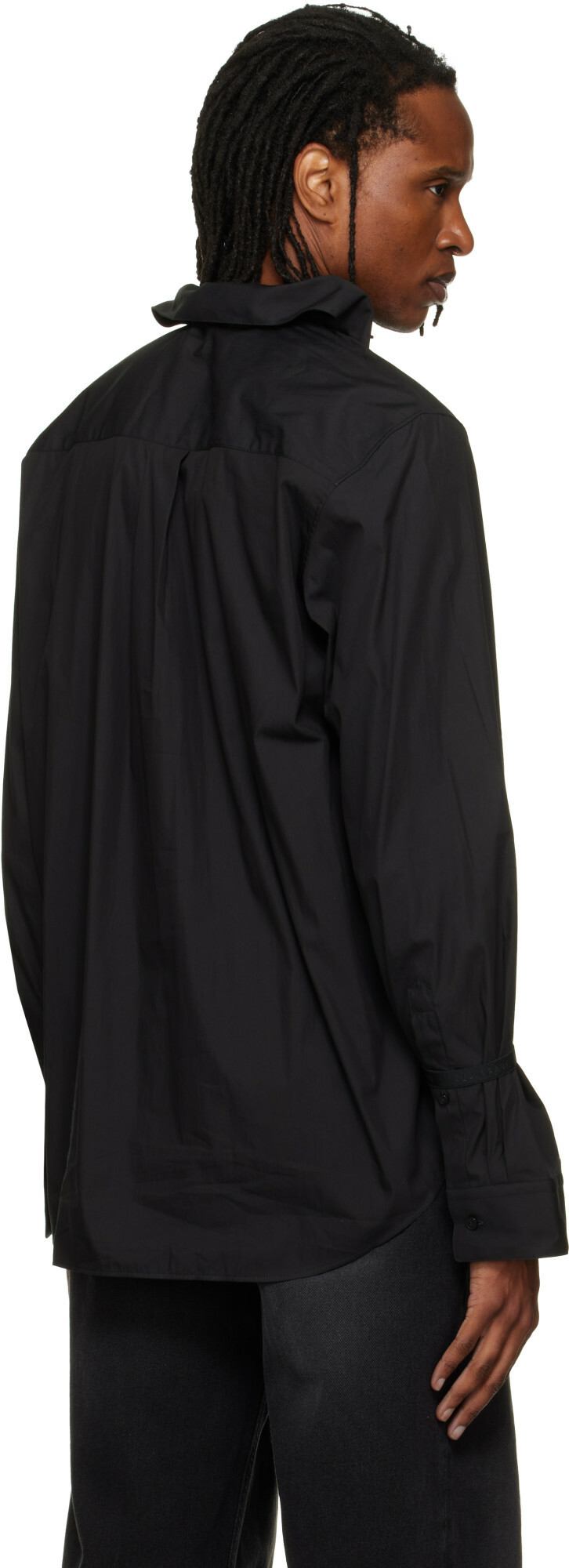 ALAINPAUL Black Elasticated Collar Shirt