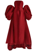 Solace London Lea Cape-effect Faille Gown Dark Red