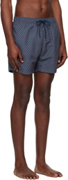 BOSS Navy & Orange Micro-Print Swim Shorts