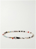 Peyote Bird - Safir Silver, Cord, Coral and Glass Beaded Bracelet