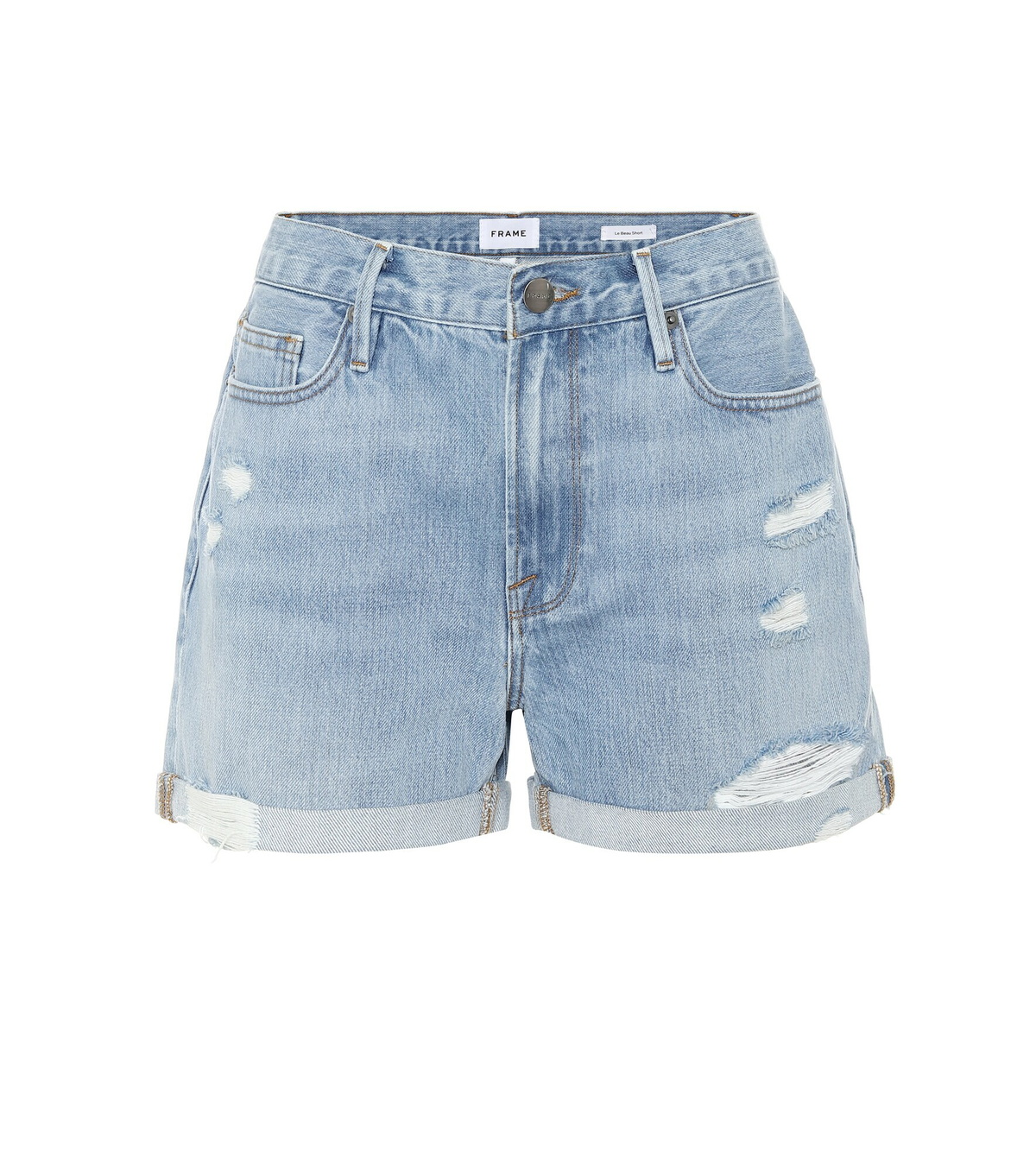 Frame - Le Beau distressed denim shorts Frame Denim