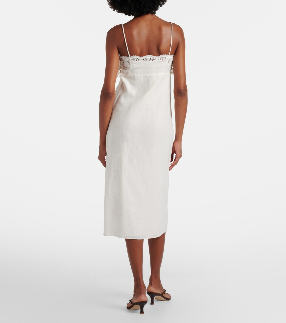 Posse Darya embroidered linen and cotton midi dress