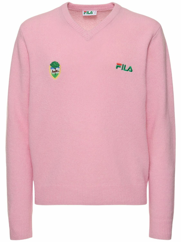 Photo: FILA + F+ Linear Crest V Neck Sweater