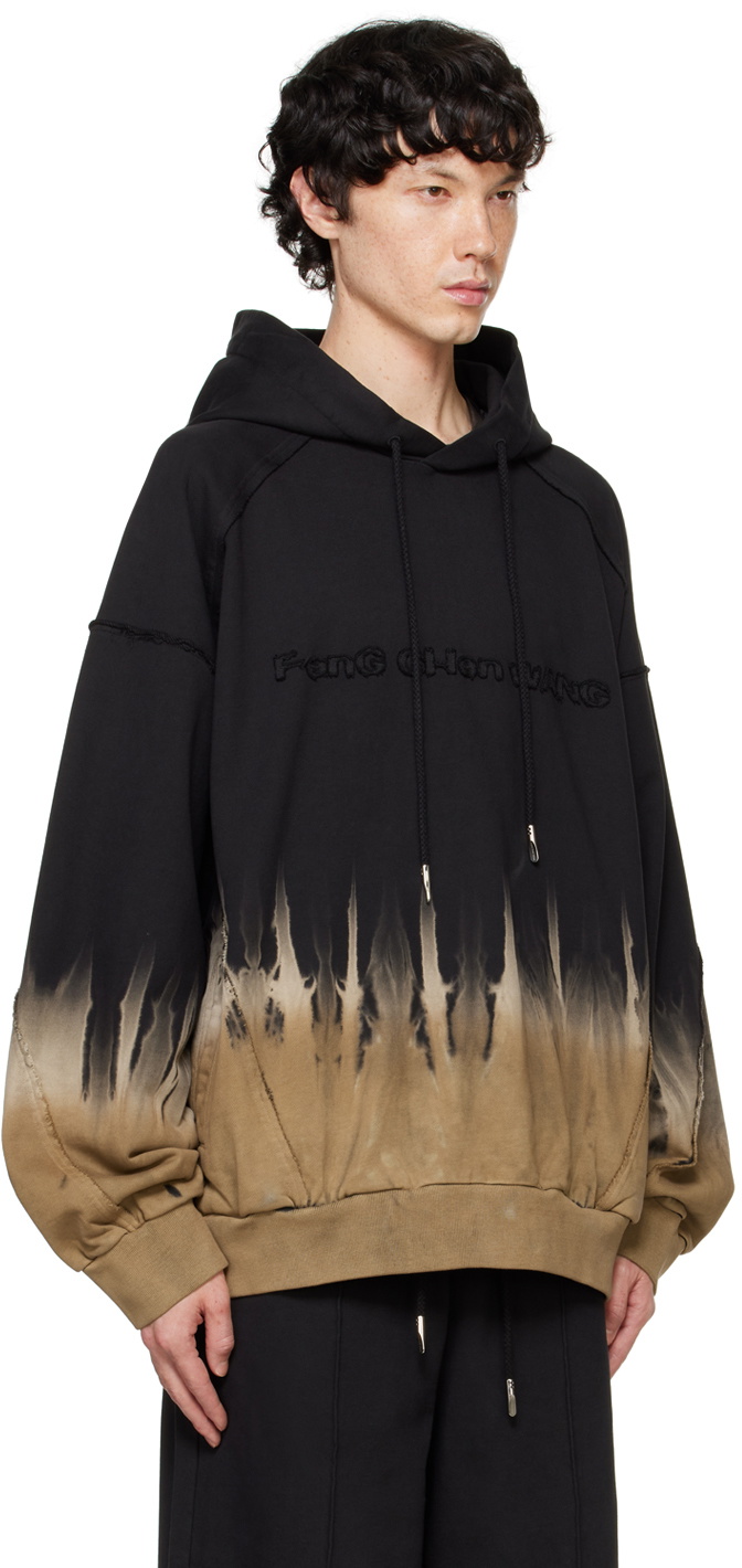 Feng Chen Wang Black & Khaki Tie-Dye Hoodie