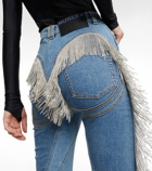 Mugler - Spiral tassel-trimmed skinny jeans
