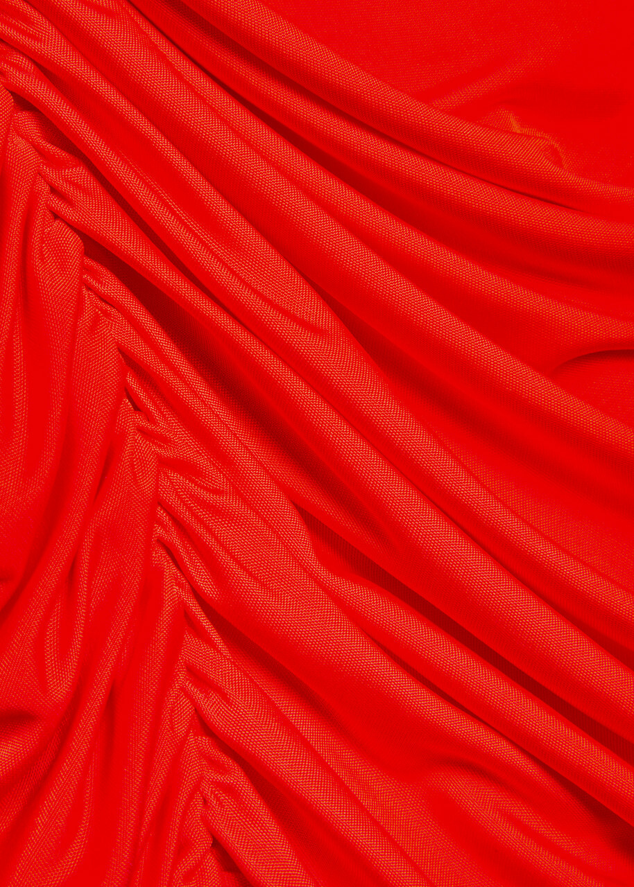 The New Arrivals Ilkyaz Ozel Khara Scarf-effect Stretch-jersey Mini Dress Red