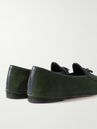 Rubinacci - Marphy Leather-Trimmed Suede Tasselled Loafers - Green