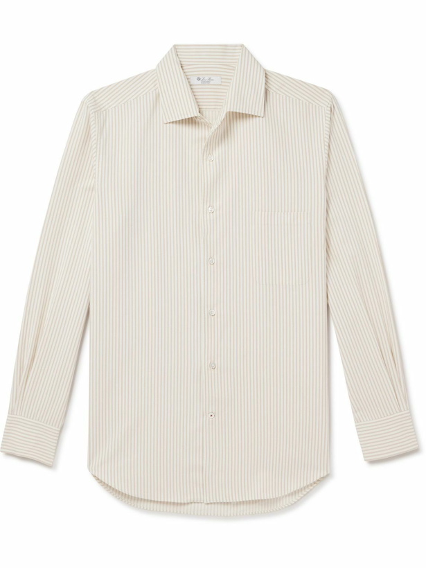 Photo: Loro Piana - Andre Striped Silk and Cotton-Blend Twill Shirt - Neutrals