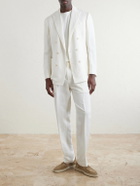 Canali - Mamhood Straight-Leg Pleated Linen And Silk-Blend Trousers - White