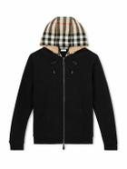 Burberry - Checked Cotton-Jersey Zip-Up Hoodie - Black