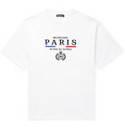 Balenciaga - Paris Flag Logo-Embroidered Cotton-Jersey T-Shirt - White