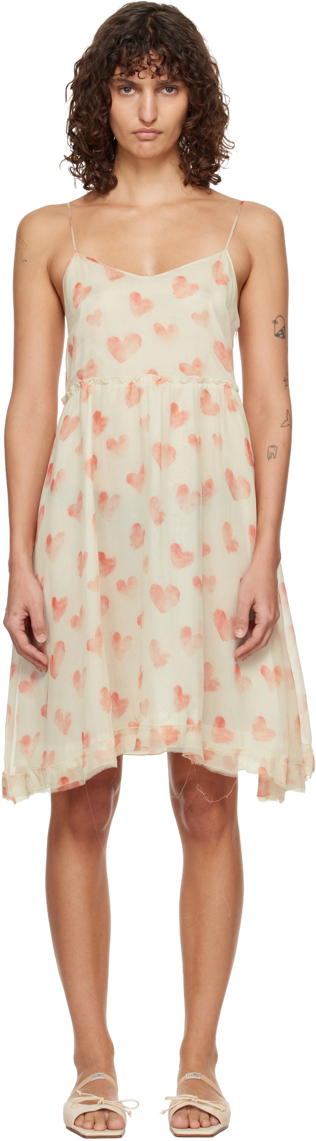 R13 Off-White Strappy Minidress