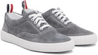 Thom Browne Gray Calf Suede Heritage Sneakers