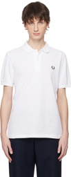 Fred Perry White Embroidered Polo