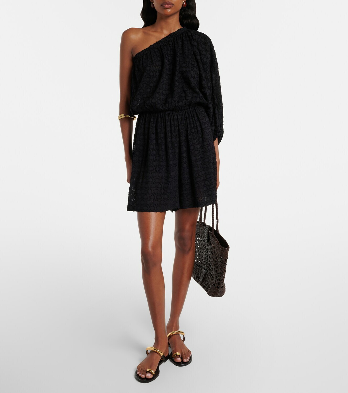 Eres Twist one-shoulder silk and cotton jacquard top
