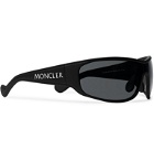 Moncler - Wrap-Frame Polarised Acetate Sunglasses - Black