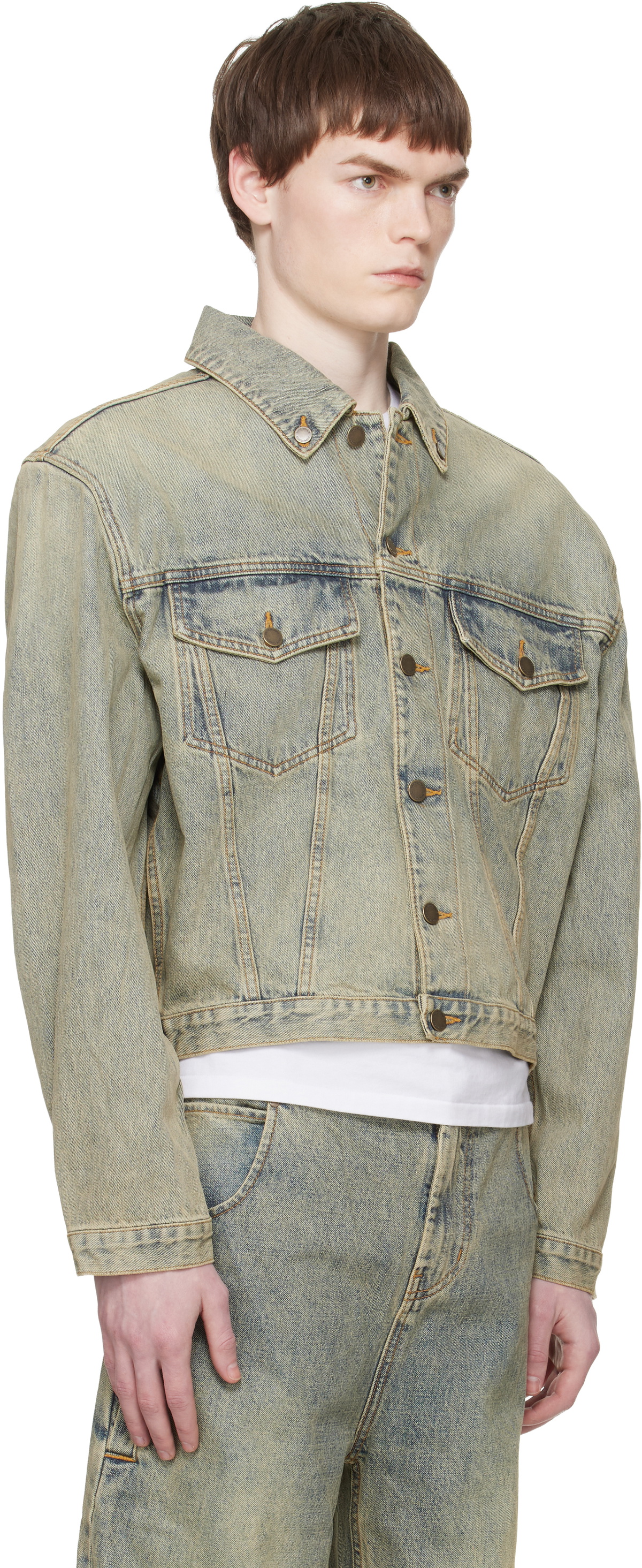Entire Studios Blue Shrunken Denim Jacket